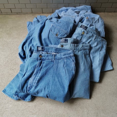 [W36 L32] POLO Chambray 2tuck pants_MADE IN USA_80-90s vintage_no.3