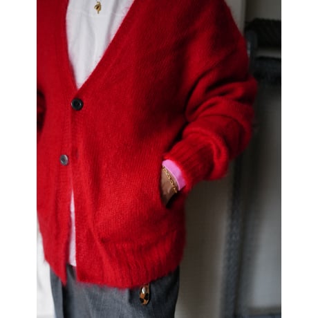 Kid Mohair Cardigan "CHAOS RED"
