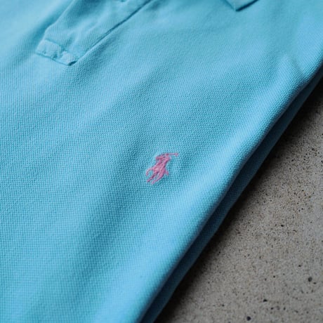 ［XL］POLO SHIRT_MADE IN USA_80-90s vintage_tiffany blue