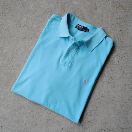［XL］POLO SHIRT_MADE IN USA_80-90s vintage_tiffany blue