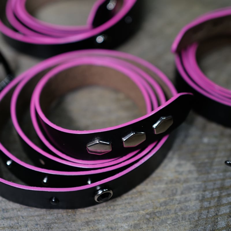 anytee classics] Narrow Long Belt_Black Pink