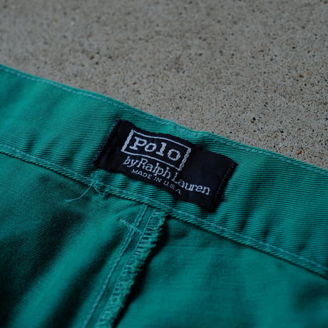 ［W38］Vintage Polo 2tuck Green Shorts_no.1