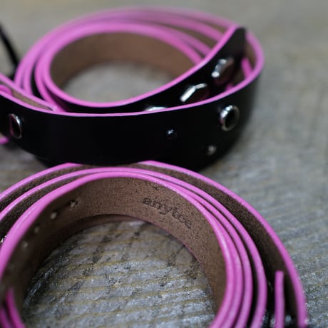 [anytee classics]  Narrow Long Belt_Black Pink