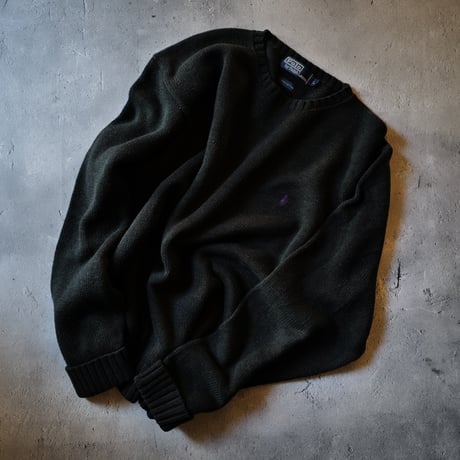 ［L］Vintage Polo Cotton Knit_Dark Gray_90s