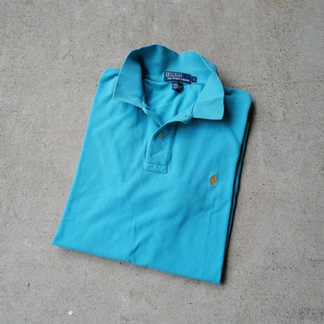 ［L］POLO SHIRT_MADE IN USA_80-90s vintage_mint blue