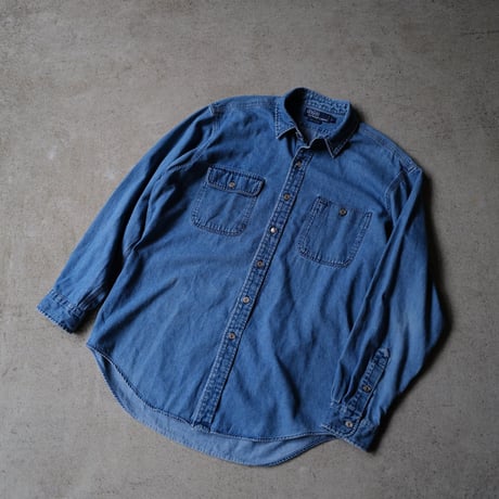 ［L］POLO Metal Button Denim SHIRTS_90s vintage