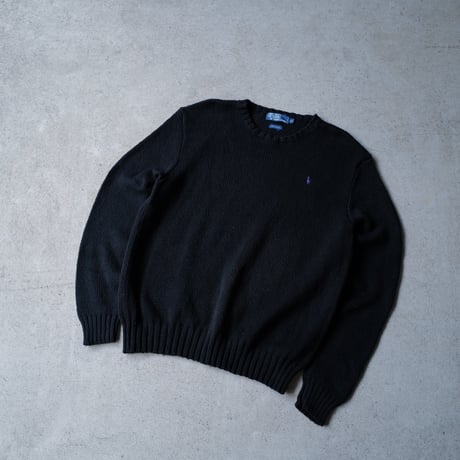 ［XL］Vintage Polo Cotton Knit_Black