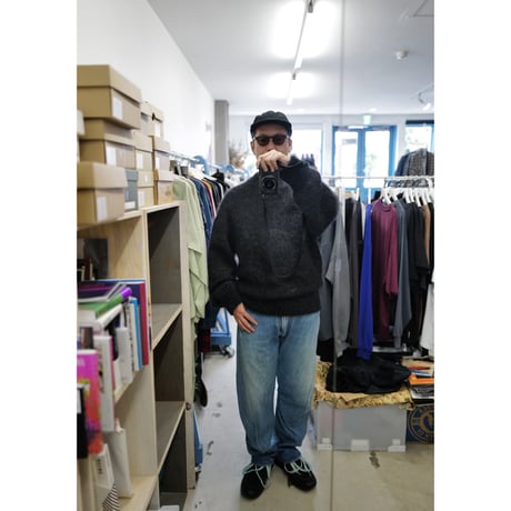 Kid Mohair Reversible Knit "Charcoal Black"