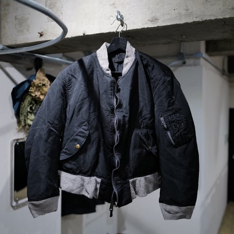 "Super Black" Very Shrink MA-1_Lavender Rib_no.0