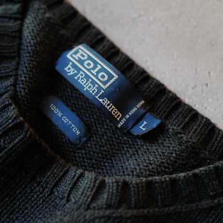 ［L］Vintage Polo Cotton Knit_Dark Gray_90s