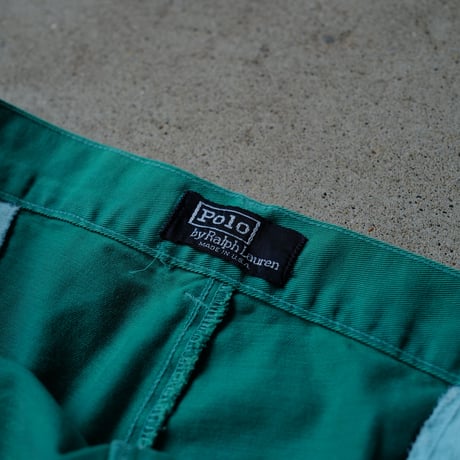 ［W38］Vintage Polo 2tuck Green Shorts_no.1