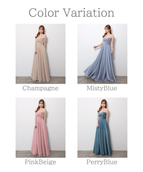 【JEAN MACLEAN】ラメ/ベアトップ/LongDress【61145】