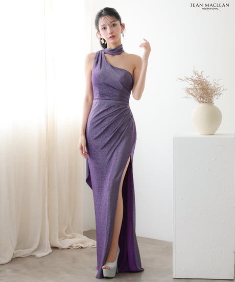 【IRMA】ラメニット/ワンショルダー/スリット入り/LongDress【51928-2】