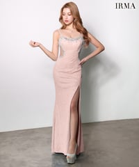 【IRMA】スパンコールニット/カットアウト/刺繡/スリット入り/LongDress【61315】