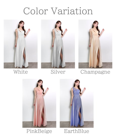【JEAN MACLEAN】ワンショルダー/シャイニーサテン/LongDress【61173】