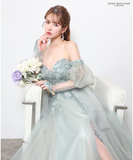 【JEAN MACLEAN】ベアトップ/モチーフレース/姫/スリーブ付き/LongDress【61123】