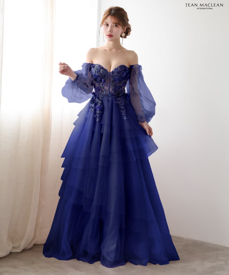 JEAN MACLEAN】ネット/刺繡/姫/スリーブ付き/LongDress【51933】