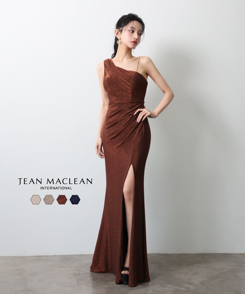 JEAN MACLEAN】ラメニット/ワンショルダー/スリット入り/LongDress【51
