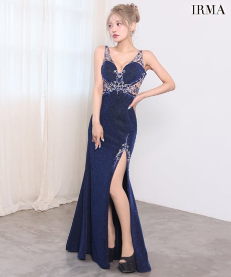 【IRMA】ラメニット/スリット入り/LongDress/OP【61196】