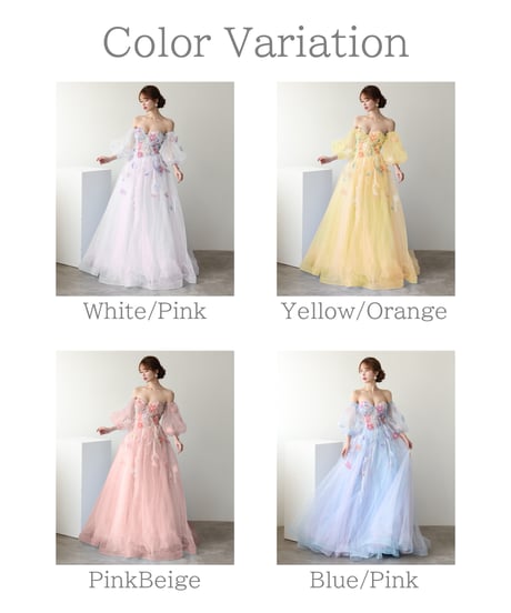 【JEAN MACLEAN】ネット/刺繡/姫/スリーブ付き/LongDress【61065】