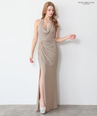 【JEAN MACLEAN】ラメニット/ドレープ/スリット入り/LongDress【61290】
