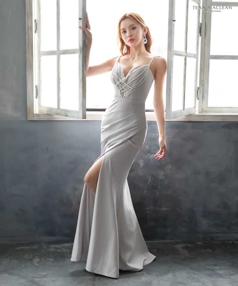 JEAN MACLEAN】パールネックレス刺繡付き/LongDress【41650】 | I JEAN MACLEAN】パールネックレス刺繡付き/LongDress【41650】 | I