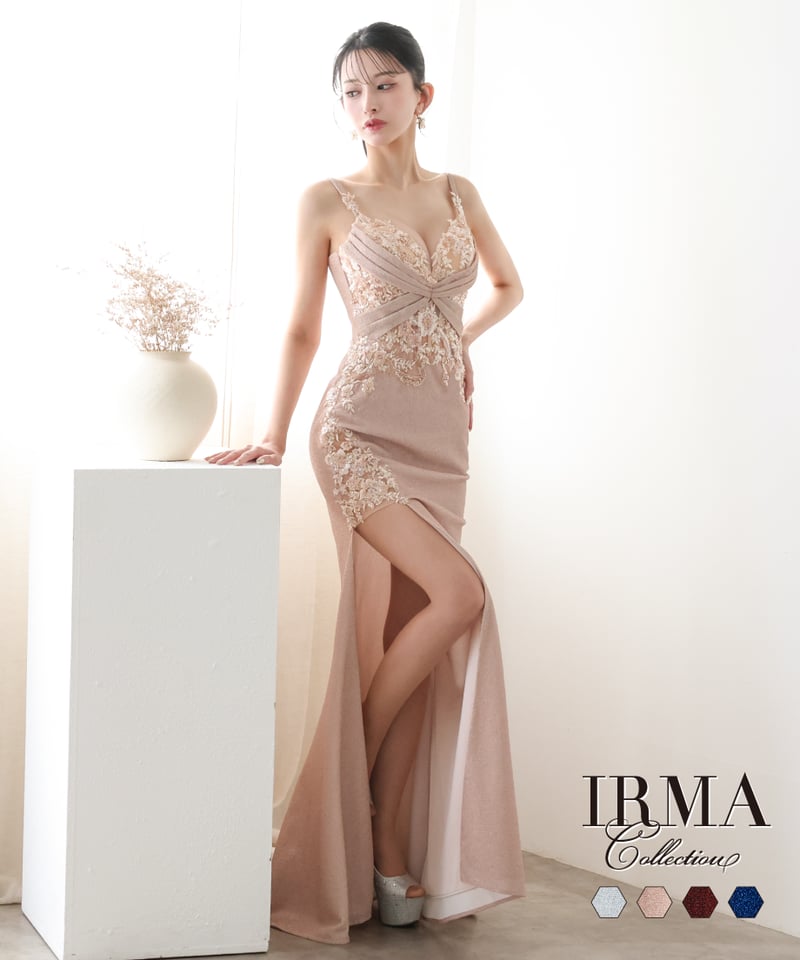 IRMA】ラメニット/刺繡/スリット入り/LongDress【51923】 | IRMA