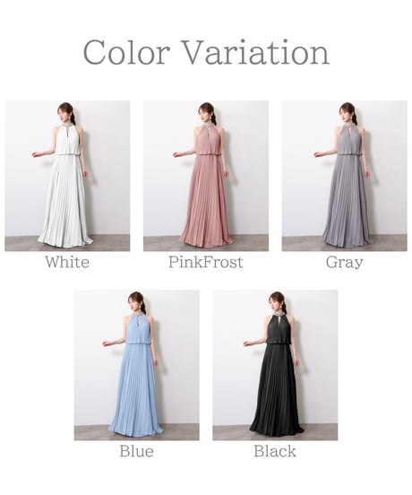 【JEAN MACLEAN】シフォンプリーツ/ホルター/LongDress【61091】