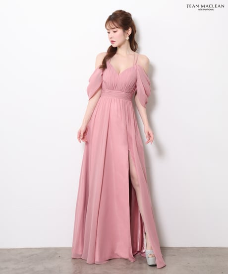 【JEAN MACLEAN】ドレープスリーブ/スリット入り/シフォン/LongDress【61121】