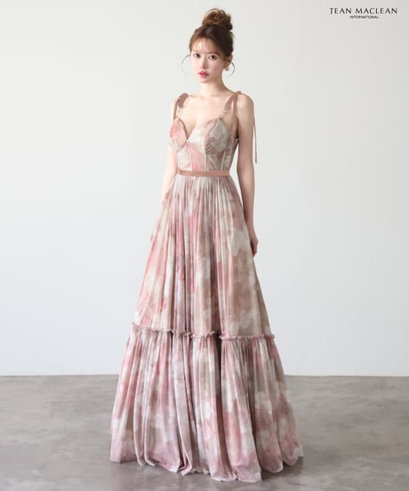 【JEAN MACLEAN】スタッズ付きフラワープリントパワーネット/LongDress【61202】