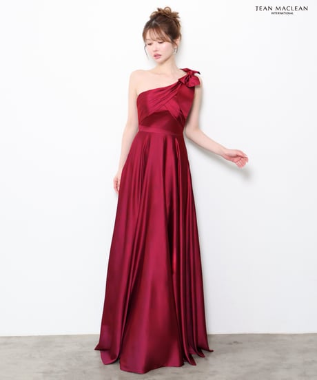 【JEAN MACLEAN】ワンショルダー/サテン/フレア/LongDress【61320】