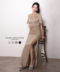 【JEAN MACLEAN】ラメニット/スリーブ付き/スリット入り/LongDress【61063】