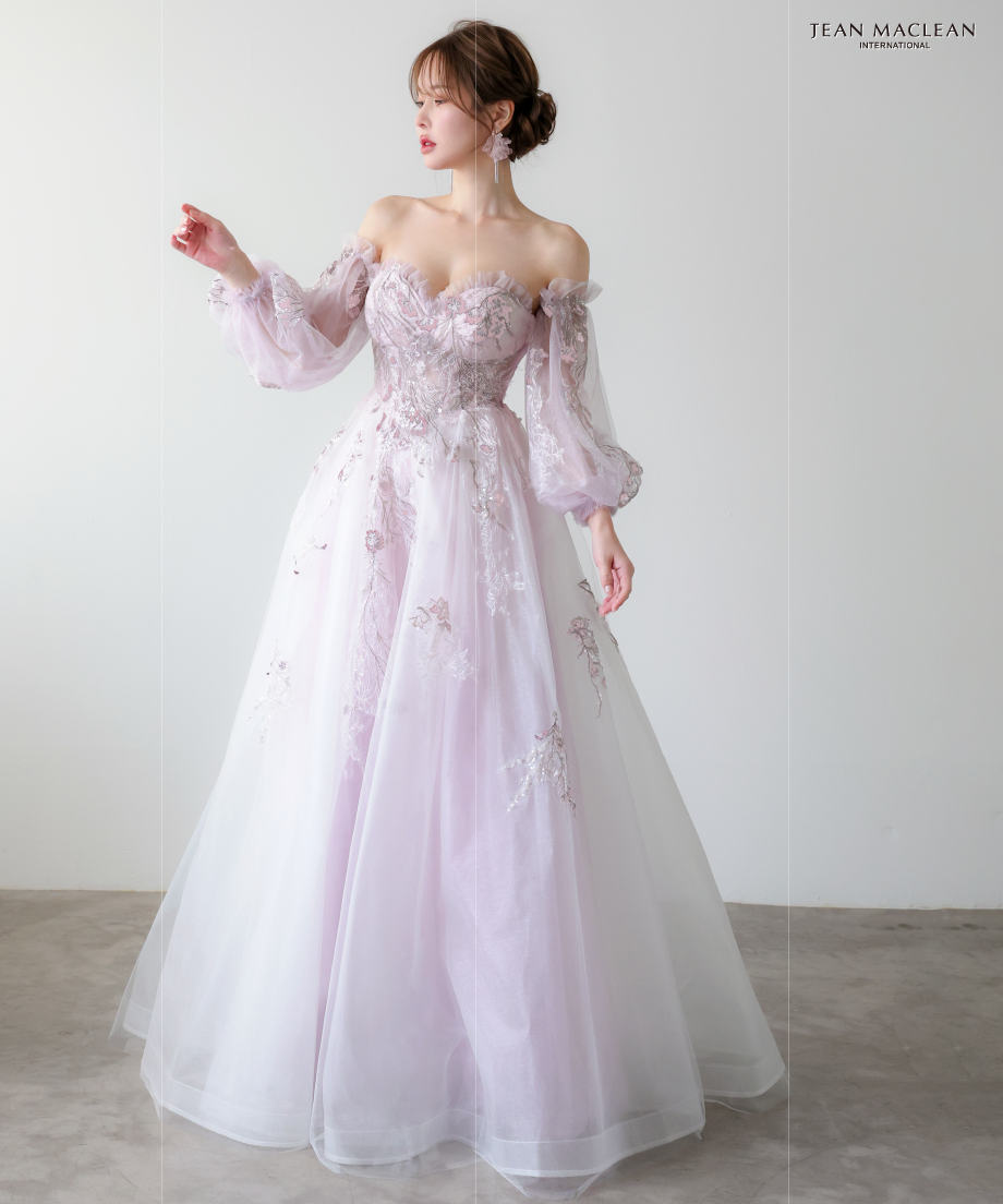 JEAN MACLEAN】ネット/刺繡/姫/スリーブ付き/LongDress【51955】