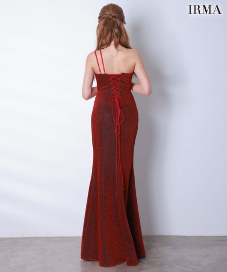 【IRMA】ラメニット/ワンショル/刺繡/スリット入り/LongDress【61259】