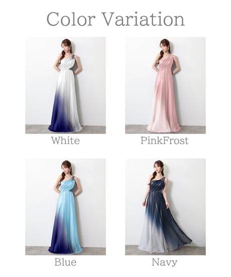 【JEAN MACLEAN】グラデーションシフォン/ワンショルダー/LongDress【61093】