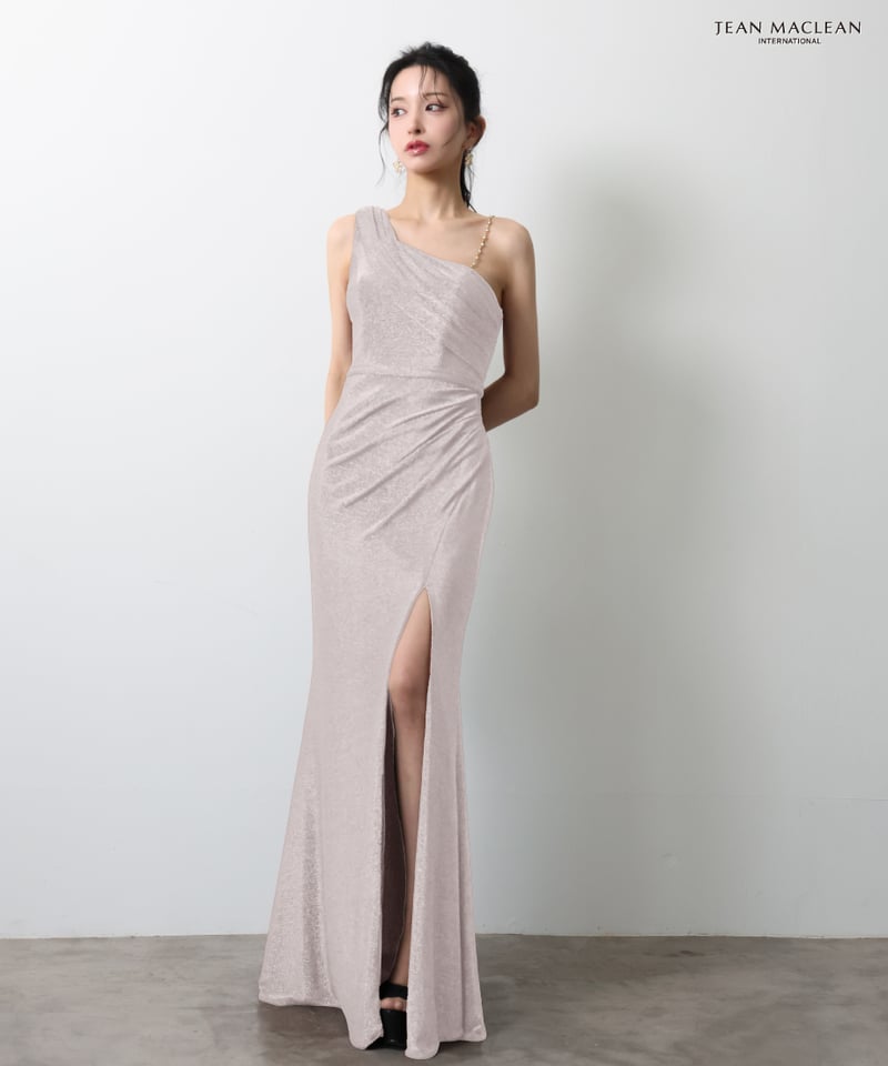 JEAN MACLEAN】ラメニット/ワンショルダー/スリット入り/LongDress【51