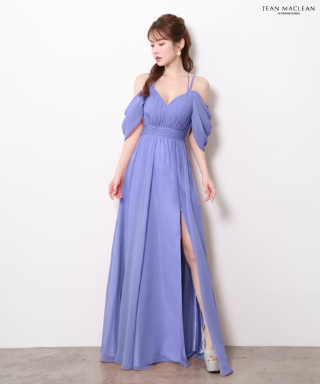 【JEAN MACLEAN】ドレープスリーブ/スリット入り/シフォン/LongDress【61121】