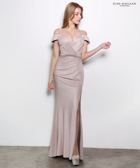 【JEAN MACLEAN】オフショル/ラメニット/スリット入り/LongDress【61318】