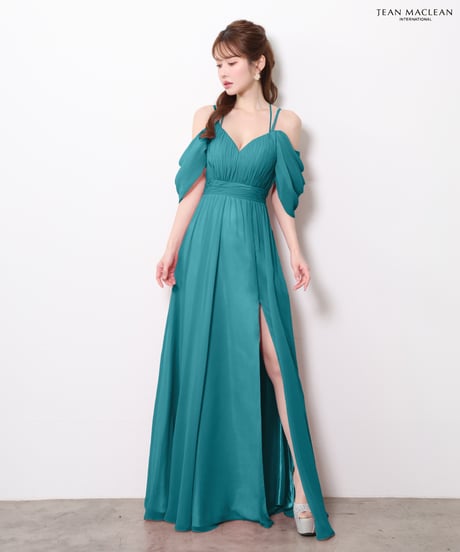 【JEAN MACLEAN】ドレープスリーブ/スリット入り/シフォン/LongDress【61121】