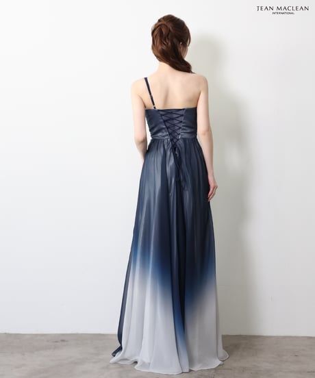 【JEAN MACLEAN】グラデーションシフォン/ワンショルダー/LongDress【61093】