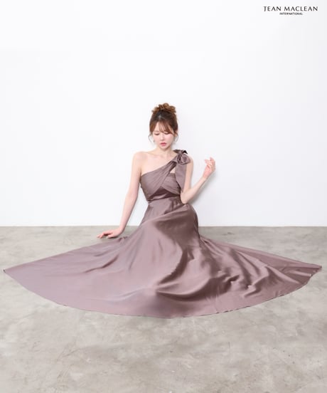 【JEAN MACLEAN】ワンショルダー/サテン/フレア/LongDress【61320】