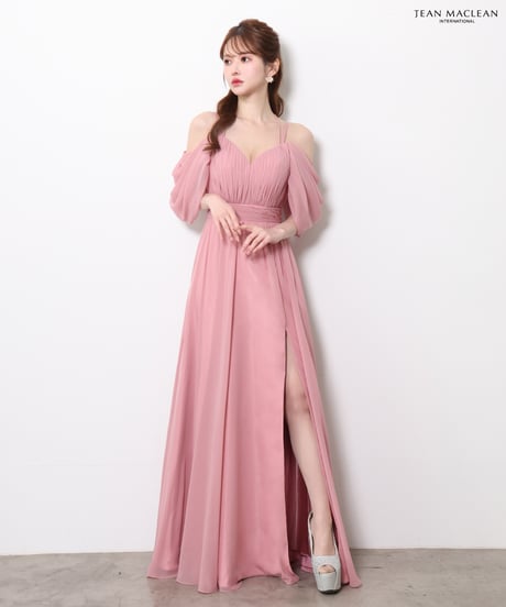 【JEAN MACLEAN】ドレープスリーブ/スリット入り/シフォン/LongDress【61121】