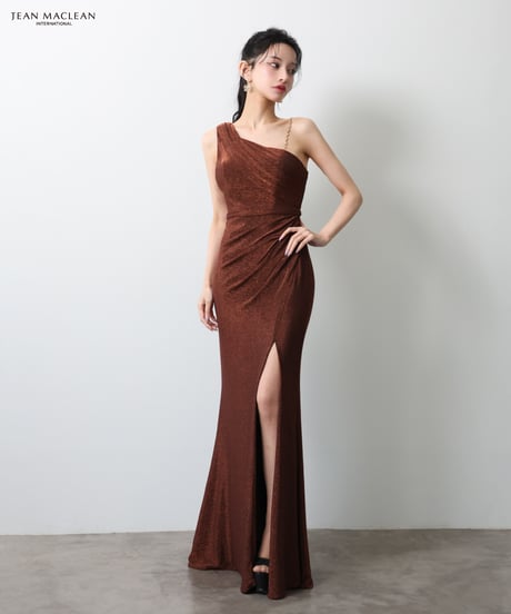 【JEAN MACLEAN】ラメニット/ワンショルダー/スリット入り/LongDress【51947-2】