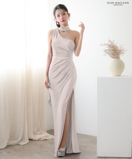 【IRMA】ラメニット/ワンショルダー/スリット入り/LongDress【51928-2】