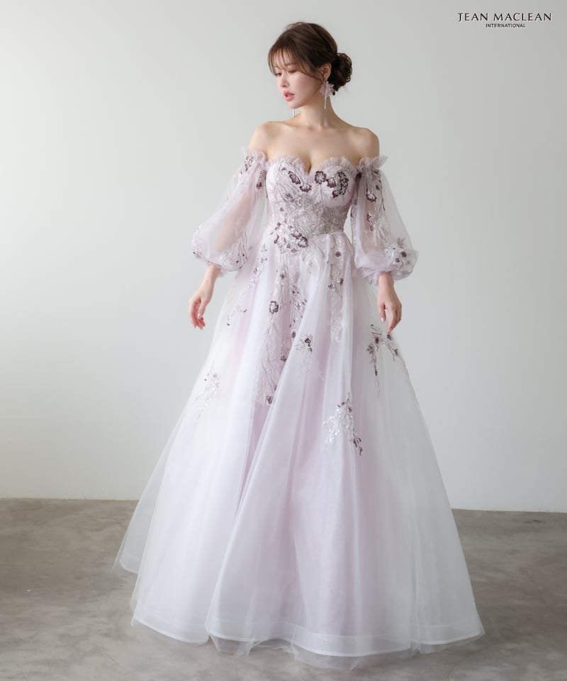 JEAN MACLEAN】ネット/刺繡/姫/スリーブ付き/LongDress【51955】