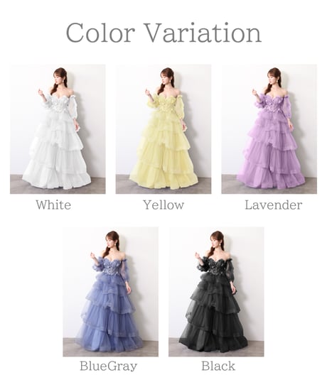 【JEAN MACLEAN】ベアトップ/モチーフレース/姫/スリーブ付き/LongDress【61096】