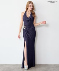 【JEAN MACLEAN】ラメニット/ドレープ/スリット入り/LongDress【61290】
