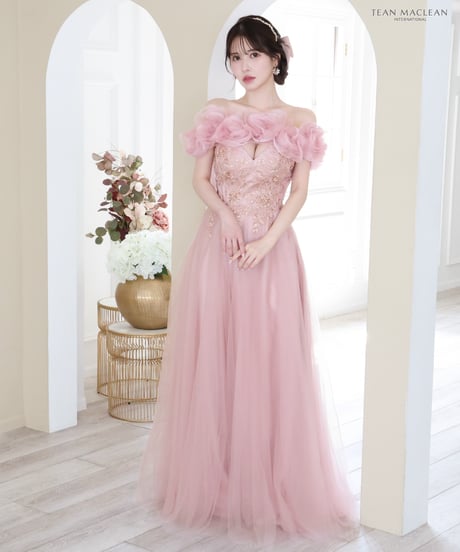 【JEAN MACLEAN】フラワーレースショール付き/オフショル/姫/LongDress【41729-3】