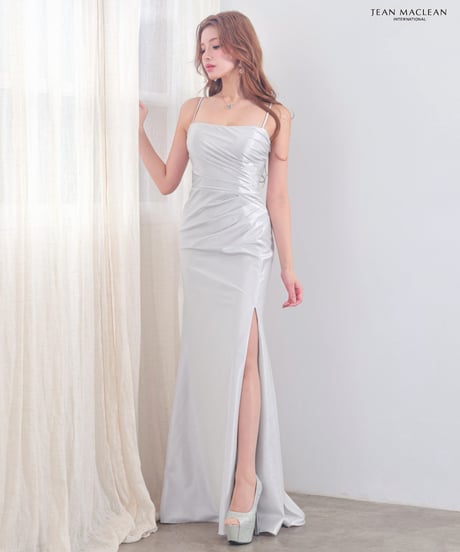 【JEAN MACLEAN】ストレッチシャイニーサテン/ベア/スリット入り/LongDress【61262】