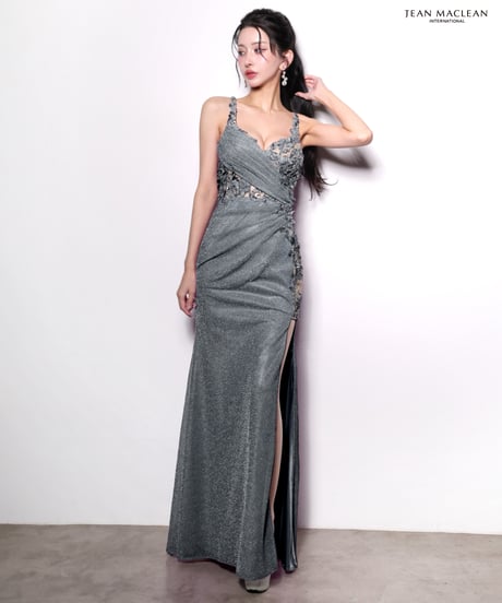 【IRMA】ラメニット/レース/カットアウト/スリット入り/LongDress【61171】